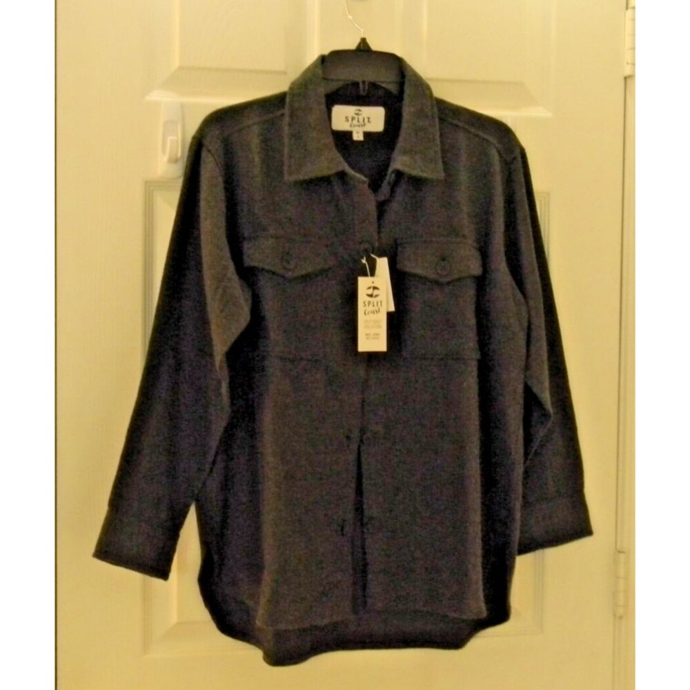 Split Coast Men's Flannel Shirt Sz S Button Up Pockets Gray NWT